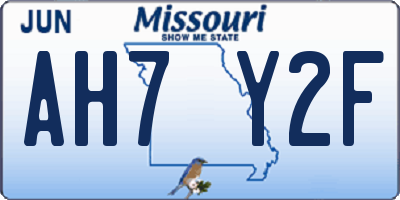 MO license plate AH7Y2F