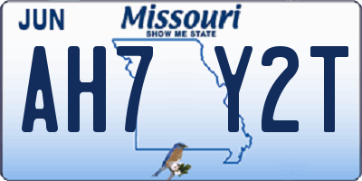 MO license plate AH7Y2T