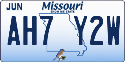 MO license plate AH7Y2W