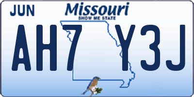 MO license plate AH7Y3J