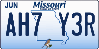 MO license plate AH7Y3R