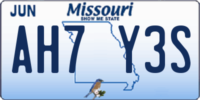 MO license plate AH7Y3S