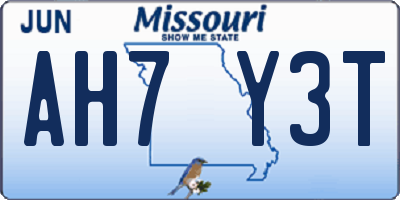 MO license plate AH7Y3T