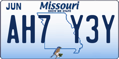 MO license plate AH7Y3Y