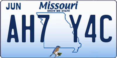 MO license plate AH7Y4C