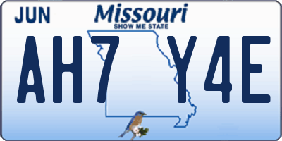 MO license plate AH7Y4E