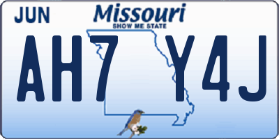 MO license plate AH7Y4J