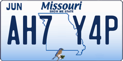 MO license plate AH7Y4P