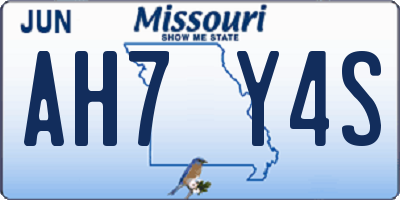 MO license plate AH7Y4S
