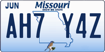 MO license plate AH7Y4Z