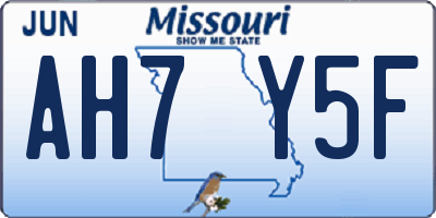 MO license plate AH7Y5F