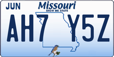 MO license plate AH7Y5Z