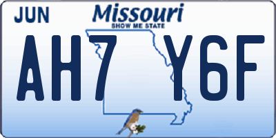 MO license plate AH7Y6F