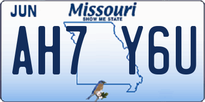 MO license plate AH7Y6U