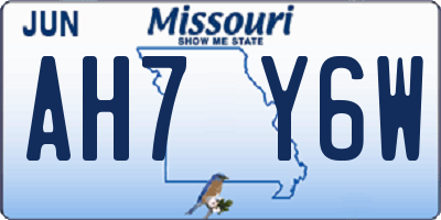 MO license plate AH7Y6W