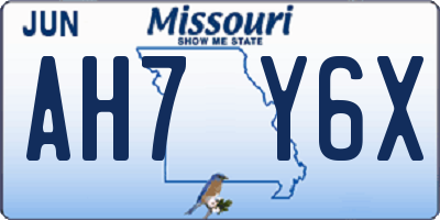 MO license plate AH7Y6X