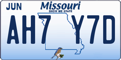 MO license plate AH7Y7D