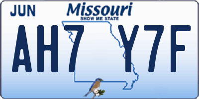 MO license plate AH7Y7F