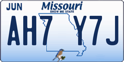 MO license plate AH7Y7J