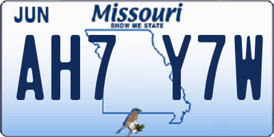 MO license plate AH7Y7W
