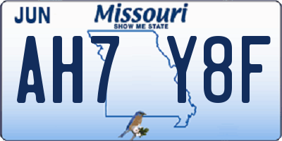 MO license plate AH7Y8F