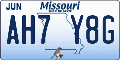 MO license plate AH7Y8G