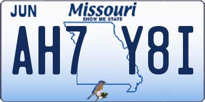 MO license plate AH7Y8I