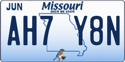 MO license plate AH7Y8N