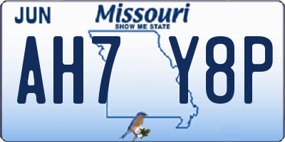 MO license plate AH7Y8P