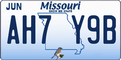MO license plate AH7Y9B
