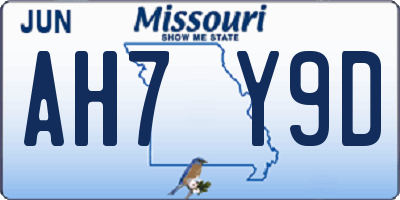 MO license plate AH7Y9D