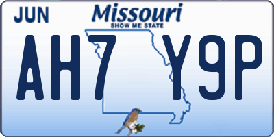 MO license plate AH7Y9P