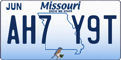 MO license plate AH7Y9T
