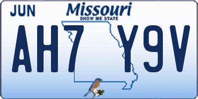 MO license plate AH7Y9V