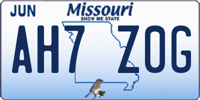 MO license plate AH7Z0G