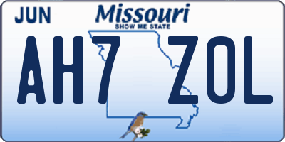 MO license plate AH7Z0L