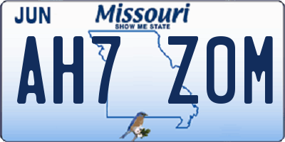 MO license plate AH7Z0M