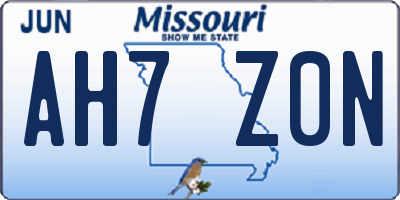 MO license plate AH7Z0N