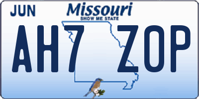 MO license plate AH7Z0P