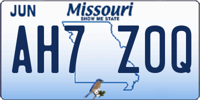 MO license plate AH7Z0Q
