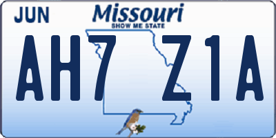 MO license plate AH7Z1A