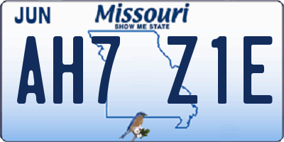 MO license plate AH7Z1E