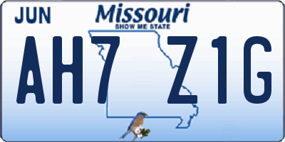 MO license plate AH7Z1G
