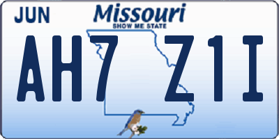 MO license plate AH7Z1I