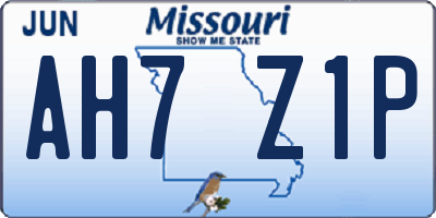 MO license plate AH7Z1P