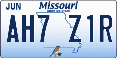 MO license plate AH7Z1R
