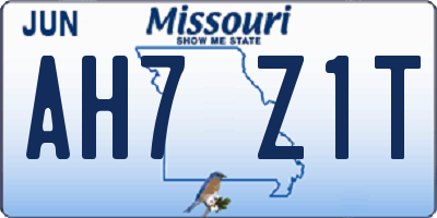 MO license plate AH7Z1T