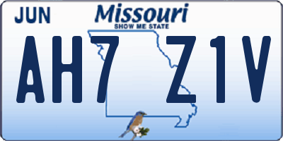 MO license plate AH7Z1V