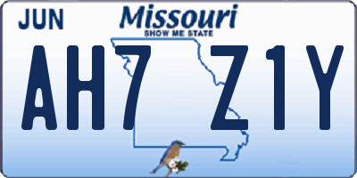 MO license plate AH7Z1Y
