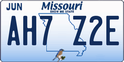 MO license plate AH7Z2E